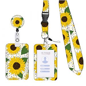 KHDULQ Collier Porte Carte, Porte Badge, Porte Badge Tour De Cou (motif tournesol) Pour Fournitures De Bureau Et Scolaires. (XINDONGLI, neuf)