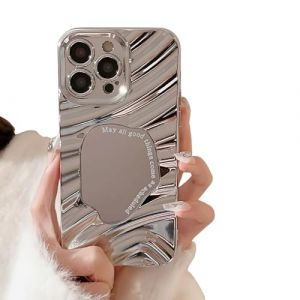 ZTOFERA Coque pour iPhone 15 Pro Max, 3D Ondul&eacute; d'eau Luxe Coque de Miroir de Maquillage, Objectif Cam&eacute;ra Protection Doux TPU R&eacute;sistant et Anti-Rayures Coque pour iPhone 15 Pro Max 6,7 "-Argent (zongTop, neuf)