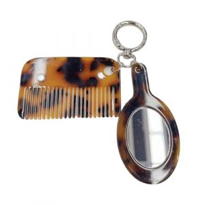 Porte-cl&eacute;s Peigne En Ac&eacute;tate &Agrave; L&eacute;opard Avec Outil De Maquillage Pendentif Cr&eacute;atif Porte-cl&eacute;s Multifonctionnel Ornement Peigne &Agrave; Cheveux Portable (XJiauku, neuf)