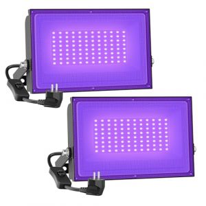 Onforu Lot de 2 50W Projecteur UV LED, IP66 Étanche Lumière Noire LED, Lampe LED Ultra-violet, Eclairage à Effet pour Aquarium, Soirée, Peinture Fluo, affiche fluorescente, Néon, Bar, Fête (Onforu-EU, neuf)