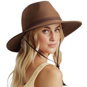 DRESHOW Femme Homme Chapeau de Paille Panama Unisexe Chapeau Été Large Bord Chapeau de Soleil Anti-UV Chapeau de Soleil (Dreshow, neuf)