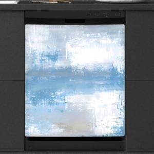Mexpekil Peinture artistique bleue blanche grise pour lave-vaisselle - 58,4 x 66 cm - Autocollant d&eacute;coratif imperm&eacute;able pour lave-vaisselle - Pour appareils de cuisine (tangyiping123, neuf)