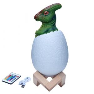 Lanko Veilleuse 3D Parasaurolophus Egg Lampe de Bureau 16 Couleurs Tactile Télécommande Lampes de Table de Dessin Animé pour Enfant Décoration D'Intérieur Installation Facile (Zhanghua6, neuf)