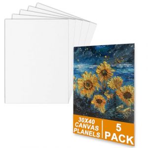 Pack de 5 toile 30x40, set de toiles en carton 3 mm. Toile peinture lisse, idéale pour pros et débutants. Parfaite comme toile a peindre, toile vierge pour l'acrylique et autres médiums. (Zerische Technology Kft., neuf)