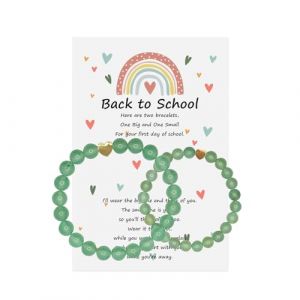 BelleFlair 2 Pcs Bracelet Décoratif Cœur Cadeau Pour Écolier 2025, Bracelet Mère Fille, Bracelets Assortis Pour Famille, Cadeaux Pour Nouvelle Écolière, Porte-bonheur Rentrée (vert) (XiAnZhengFangShangMaoYouXianGongSi, neuf)