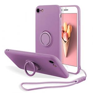 UEEBAI Silicone Coque avec Ring pour iPhone 7/8/SE 2022 5G/SE 2020, Etui Absorption des Chocs avec Bague 360 Degr&eacute;s Rotation Bumper Case pour iPhone SE3/SE2, Violt (UEEBAI, neuf)