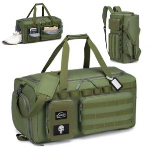 BAGZY Sac de Sport Homme 55L Sac de Voyage Tactique Militaire Imperm&eacute;ables Sacs Equitation Sacs d'entra&icirc;nement avec Compartiment &agrave; Chaussures pour Tir Sportif Voyage Fitness Weekender Camping Vert (BAGZY, neuf)
