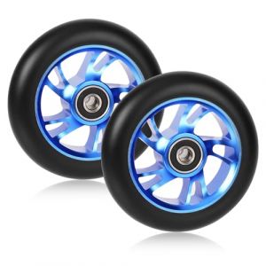 Roues de Trottinette Freestyle 100mm: 2 Pièces de Remplacement Avec ABEC-9 Pour City Scooter Stunt, Roue de Trottinette Électrique en PU 88A, Roue Trottinette (Bleu) (Arcadia SARL, neuf)