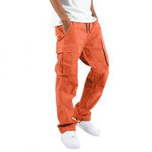 Pantalon Cargo Homme Pantalons Jogging de Travail Sport Survêtement avec Poches Fonctionnelles Pants Coupe Décontractée Cordon de Serrage Grande Taille Joggers Militaire Baggy Pants (UoUa1245, neuf)
