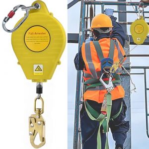 Dispositif Antichute a Rappel Automatique Certifi&eacute;, Harnais de Securite Anti Chute 3-20m pour Travaux en Hauteur/Toiture, 150KG Dispositif de S&eacute;curit&eacute; en Hauteur avec Crochet Autobloquant (10m) (HCFDJSHOP, neuf)