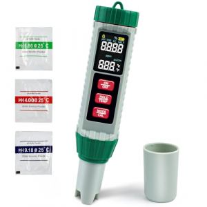 Testeur d'eau de piscine 5 en 1, PH Testeur, PH -Metre 0-14 PH 0.01 Haute Pr&eacute;cision Testeur de PH avec &Eacute;cran LCD et Fonction D'&eacute;talonnage Automatique, PH M&egrave;tre Num&eacute;rique pour Eau Aquarium Piscine (Promo Holding, neuf)