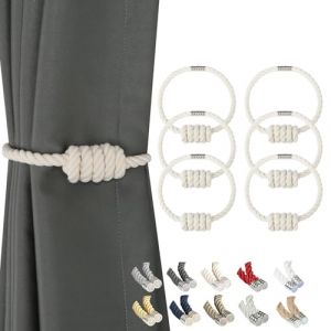 BEL AVENIR Embrasses de rideaux magn&eacute;tiques, embrasses tiss&eacute;es modernes avec n&oelig;ud exquis, tentures pour d&eacute;coration d'int&eacute;rieur (coton, lot de 6) (BEL AVENIR - UK, neuf)