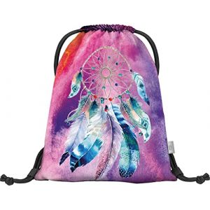 Baagl Sac de Sport pour Filles, Sac à Chaussures imperméable pour Enfants, écoles et Jardins d'enfants Sac de Sport à Cordon pour garçons, Sac à Dos à Cordon (Attrape-rêves Rose) (PRESCO GROUP A.S., neuf)
