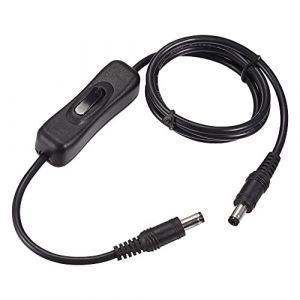 sourcing map DC Câble avec on/Off Interrupteur 5.5mm x 2.1mm DC Mâle à Mâle Extension Corde 1M Noir pour LED Bureau Lampe LED Bande (Weisser Berg, neuf)