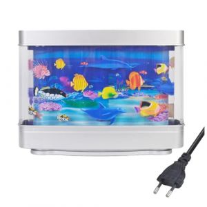 Gokelomg Lampe d'aquarium Tropicale Artificielle - Veilleuse pour Aquarium - Océan virtuel - Lampe de Table Dynamique LED - Décoration de Chambre - Cadeau - Facile à Utiliser - Prise (Yijunshangmao, neuf)