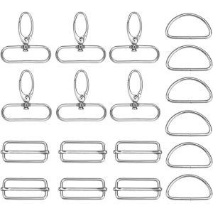 Mousqueton Porte-Clef Métal 18 Pièces - Anneaux D-Ring, Fermoir Mousqueton Pivotant, Crochet Porte-Clé pour Bijoux, Gadget DIY, Décoration (Argent) (HERBERT UND KLAUS GMBH, neuf)