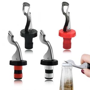 4 Bouchon pour Bouteille De Biere Bouchon Bouteille Vin R&eacute;utilisable Stopper Herm&eacute;tiques Couvercle Champagne Sous Vide Liquides Etanche Expansible Caoutchouc pour Conserver Sceller Vin Rouge et Autres (LiShenWen, neuf)