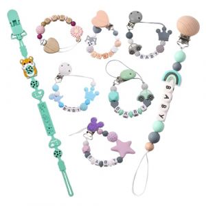 Porte-t&eacute;tine en silicone, porte-t&eacute;tine 2-en-1 avec design monobloc, attache-t&eacute;tine pour b&eacute;b&eacute;s filles et gar&ccedil;ons, porte-t&eacute;tine hamster en lot de 2 (Xtyggoi Direct, neuf)