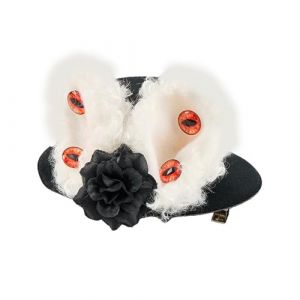 Élégant chapeau haut-de-forme avec oreilles de lapins vintage punk avec clip en feutre doux pour cosplay Halloween et collections victorien gothique chapeau cloche accessoire (GUanze, neuf)