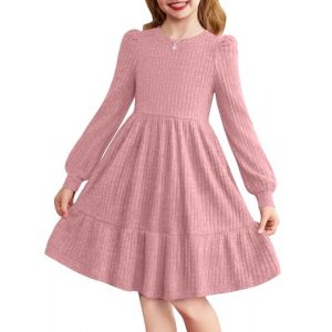 Arshiner Robe D&eacute;contract&eacute;e Fille Robe &Eacute;l&eacute;gante &agrave; Manches Longues, Col Rond, Tricot C&ocirc;tel&eacute; A-Ligne, Robe Unie Hiver pour C&eacute;r&eacute;monie et Casual f&uuml;r 11-12 Ans (Arshiner Store, neuf)