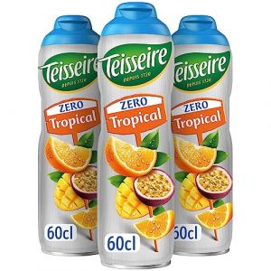 Teisseire Zéro Sucre, Sirop Tropical pour Boisson Rafraîchissante, Cocktails, Bidon 3x60cl (THE SIROP SHOP, neuf)