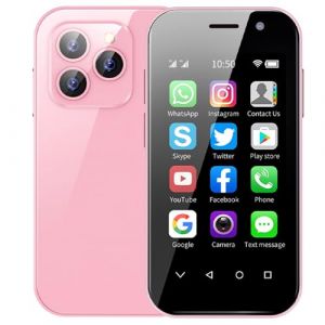 Hipipooo Mini Smartphone d&eacute;bloqu&eacute; 4G t&eacute;l&eacute;phone Portable 3,0 Pouces, Double Carte SIM, Batterie 2600 mAh, Appareil Photo 2MP + 5MP, d&eacute;verrouillage du Visage, t&eacute;l&eacute;phone pour Enfants(Rose,2 Go + 16 Go) (goshipping, neuf)