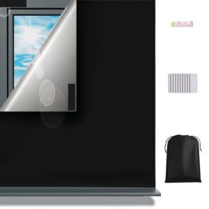 Store Occultant sans Percage, 150x200 cm Store Occultant Thermique, Store Occultant Fenêtre Rideaux, Tissu Occultant avec 20 Attaches Auto-adhésives, 100% Matériau Blackout pour Bébé Chambre Bureau (TOTHMRSIX Kft., neuf)