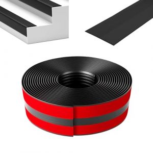 Profil&eacute; de bord de marche, 2M/5M autocollant en PVC, profil de protection pour marches d'escalier, imperm&eacute;able et antid&eacute;rapant en forme de L, pour int&eacute;rieur et ext&eacute;rieur (Noir, 2m X 13,8cm) (domlex, neuf)