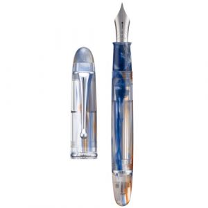 Asvine Stylo plume V800 - Syst&egrave;me de remplissage sous vide - Grande capacit&eacute; d'encre - Plume de 1,1 mm - Pour calligraphie et dessin artistique - Avec cl&eacute; - Bleu/marron (Eorfa Direct, neuf)