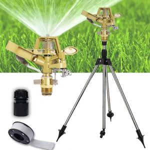 LIBRNTY Arroseur Rotatif Oscillant 360 Degres - Arroseur De Jardin Sur Trepied Telescopique En Laiton - Automatique Pour Cour, Pelouse (CZNDY, neuf)