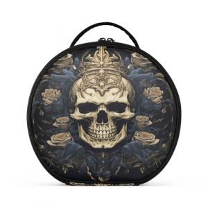Princesse Crâne Doré Rose Créativité Trousse Sac Cosmétique Circulaire de Maquillage Pochette Sacs avec Cloisons Amovibles pour Voyage Filles (HULAHULA, neuf)