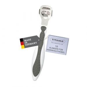TITANIA® Râpe pieds pédicure professionnelle avec 10 lames • Rape pour les pieds en acier inoxydable • Coupe callosités & corne • Soin pieds anti callosités • Fabriquée en Allemagne, gris (TITANIA Shop, neuf)
