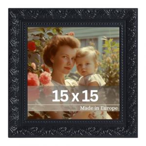 VictoR Rubens Cadre Photo Vintage Baroque 15 x 15 cm Noir - Baguette 30 x 20 mm - Verre Véritable - Antique - Carré (Victor_Store, neuf)