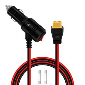 HuaLiSiJi XT60 Allume Cigare avec Interrupteur et Indicateur LED 12V 24V 14AWG 20A Cable XT60 Allume Cigare, pour Moto, Voiture, Bateau, Panneaux Solaires Onduleur de Voiture ﻿(Mâle, 1m) (HuaLiSiJi, neuf)