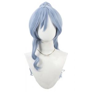 Perruque de cosplay gris bleu cheveux longs bouclés perruque queue de cheval Cosplay fête (Gris bleu) (TolktoUU, neuf)