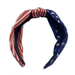 Bandeau créatif noué à large bord bleu et blanc avec étoile rouge et blanche à rayures rouges et blanches pour le jour de l'indépendance (bleu, taille unique) (Fengmu Select, neuf)