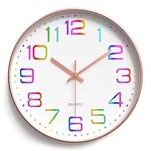 YSWOVUO 30cm Horloge Murale Silencieuse sans Tic-tac, Pendules Murales Décorative Ronde, Chiffres Arabes Murale Facile à Lire, Horloge Murale à Quartz pour Chambre, Salon, Cuisine, Bureau (DUMI GUNNROM S.R.L., neuf)