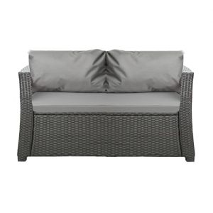 Setgarden® Coussin d'extérieur pour banc de jardin en rotin synthétique - Pour balancelle hollywoodienne - Gris clair - 130 x 60 x 50 cm (setgarden, neuf)