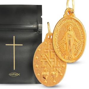 Viatheo Authentique M&eacute;daille Miraculeuse de la Vierge Marie Dor&eacute;e &ndash; Bijou Religieux Catholique pour Femme & Homme &ndash; Pendentif Chr&eacute;tien Dor&eacute; Symbole de Foi &ndash; Id&eacute;e Cadeau Bapt&ecirc;me Communion (Eslab, neuf)