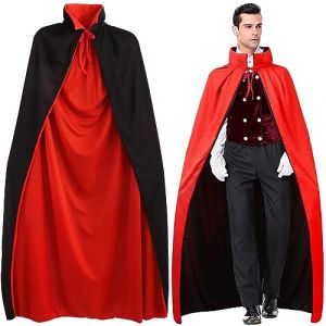 Winwild Cape Vampire avec Col- Noir Rouge Double Face, Cape Halloween Vampire Costume Femme Homme Adulte pour Carnaval Halloween Cosplay Costume(L-150cm) (Papuman, neuf)