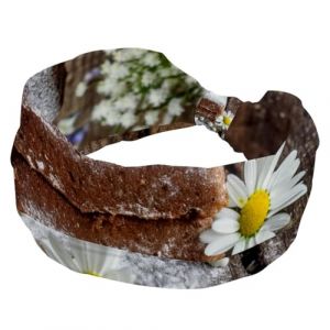 Bandeau tendance large pour femme, marguerite avec joli g&acirc;teau sur croix en bois ancien, bandeau &eacute;lastique pour la sueur, le sport, l'entra&icirc;nement (Galens, neuf)