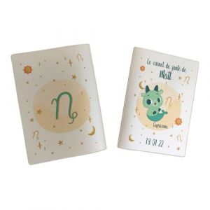 Prot&egrave;ge carnet de sant&eacute; personnalis&eacute;, id&eacute;e cadeau personnalisable b&eacute;b&eacute;, cadeau naissance original, Housse carnet de sant&eacute; Signe Capricorne - CL0019j (Nacr&eacute; Perle) (MARQUAGE UNIQUE, neuf)