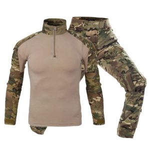 Oanviso Tactique de Camouflage Costume V&ecirc;tements Homme Tenue Airsoft Chemise Militaire Combat Haut Manches Longues Camouflage Pantalon Tactique Cargo Pantalon B Vert Clair XL (Osheoiso Inc., neuf)