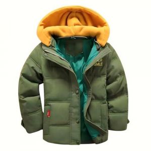 linboo Doudoune Enfant Gar&ccedil;on Manteau de Duvet Blouson Chaud Veste d'Hiver &agrave; Capuche Sport Jacket, Vert militaire, 4-5 ans (TBONBON-EU, neuf)