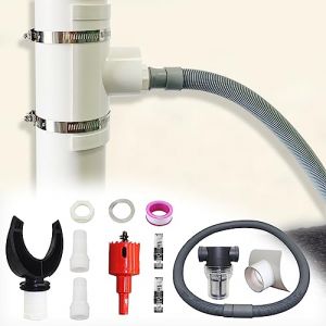 Hekasvm Collecteur d'eau De Pluie avec Tuyau Flexible, Raccord PVC, Kit Recuperateur D Eau De Pluie avec Filtre, R&eacute;cup&eacute;rateur d'eau pour Descente De Goutti&egrave;re, 70&ndash;110 Mm (A) (Hekasvm-EU, neuf)