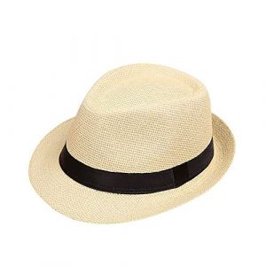 Boolavard Enfants Filles Gar&ccedil;ons &Eacute;t&eacute; Fedora Chapeau De Paille Large Bord Floppy Beach Sun Visor Hat (Cr&egrave;me/Paille) (Boolavard, neuf)