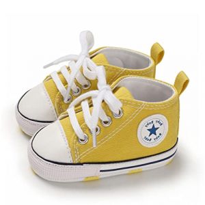 SIFANGPING Chaussures de première étape pour Enfants Chaussures en Toile pour garçons Semelle Souple Chaussures en Toile Respirantes légères et antidérapantes pour bébé EU 18 Jaune (SIFANGPING, neuf)
