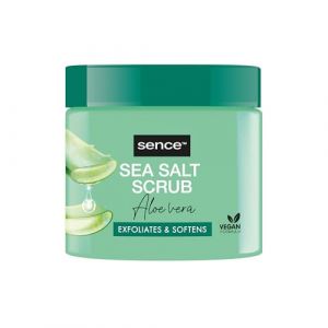 Sence Exfoliant pour le corps &agrave; l'aloe vera et au sel, v&eacute;g&eacute;talien, avec vitamine A, vitamine C et acide citrique, exfoliant Beauty Skincare avec sel de mer, exfoliant et massage pour une peau saine (1 (winwingoods, neuf)