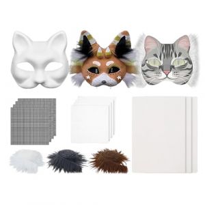 Generisch Costume de chat - Kit de bricolage - Visage de chat d'Halloween avec poils en maille - Costume de jeu de rôle pour femme, homme, enfant, adulte - Sessions photo - Déguisement de conventions (jiannm, neuf)