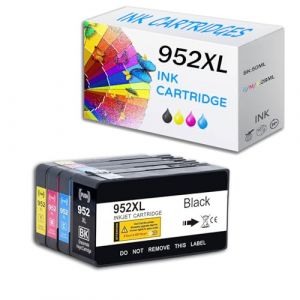 Cartouches d'encre 952XL Combo Pack (avec puce), remplacement compatible &agrave; haut rendement pour les imprimantes HP Officejet Pro 7720 7730 7740 8210 8216 8702 8710 8714 8715 8715 8717,4 Colors-1Pack (GuiXiuBaiHuoDian, neuf)